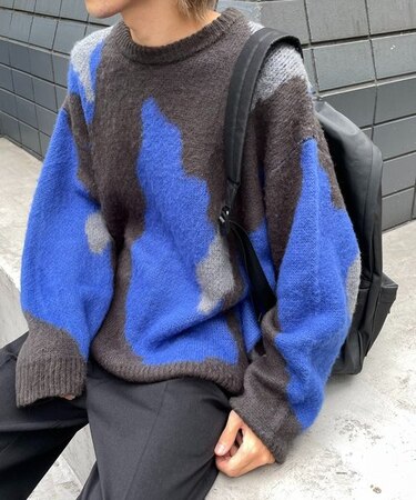 アートパターンニットプルオーバー