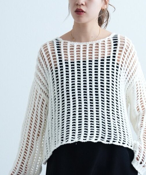 ゆる編みニットプルオーバー
