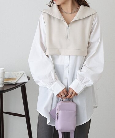 ハーフジップドッキングシャツ