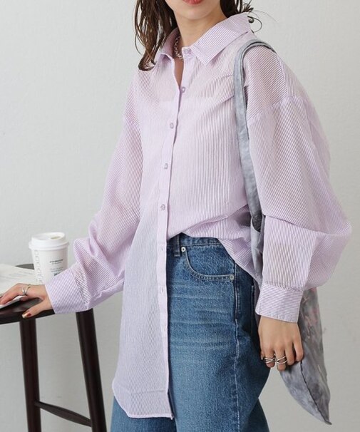 【WEB/一部店舗限定】シアーストライプBIGシャツ