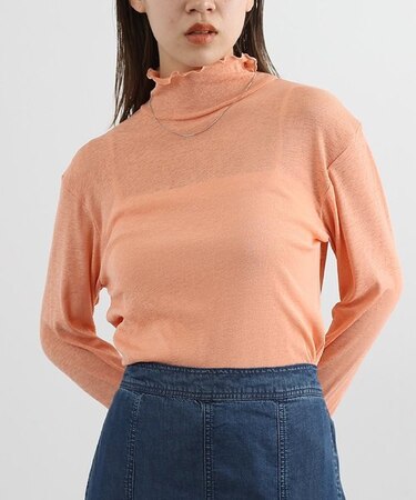 【WEB / 一部店舗限定】シアーネット指ヌキハイネックプルオーバー