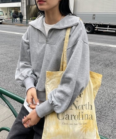 【WEB / 一部店舗限定】裏毛ショート丈ハーフジッププルオーバー