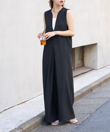 【WEB限定】リネンライクVネックサロペット
