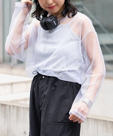 ビッグチュールトップス＋キャミソールセット