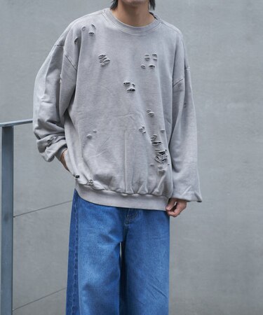 裏毛ヴィンテージ加工クルースウェット