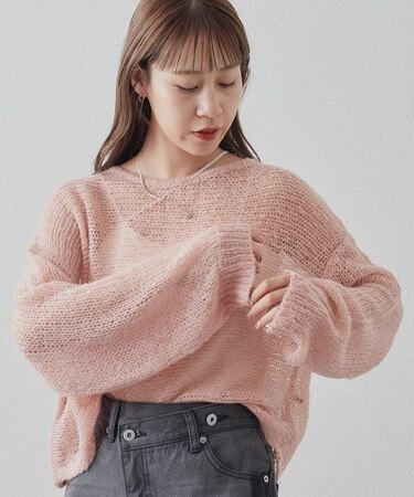 【WEB/一部店舗限定】メッシュ編ニットプルオーバー