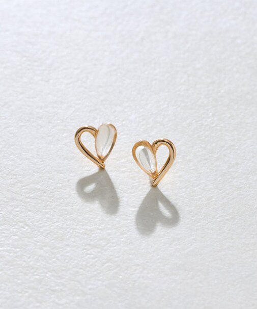 クリア×メタルミニマムハートピアス