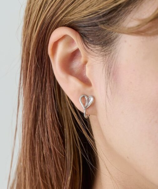 クリア×メタルミニマムハートイヤリング