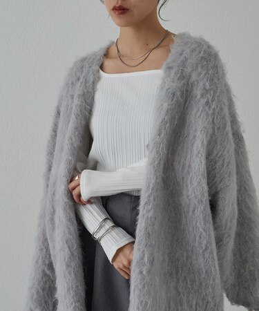 【２WAY 】ランダムテレコスクエアネック長袖Tシャツ