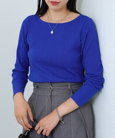 【２WAY 】ランダムテレコスクエアネック長袖Tシャツ