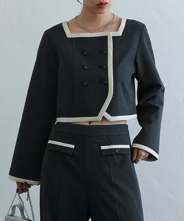 two one three nine +0 /スクエアネックパイピングジャケット