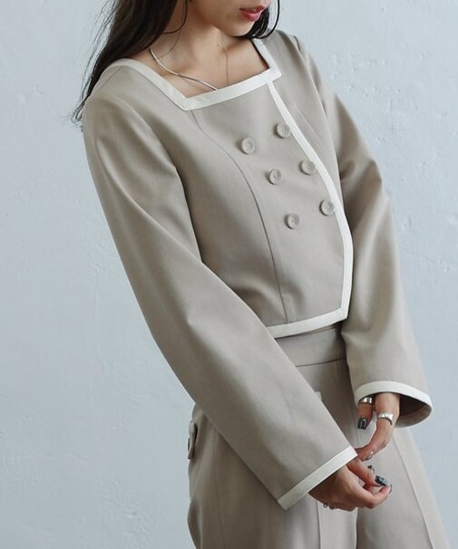 two one three nine +0 /スクエアネックパイピングジャケット