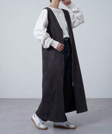 スエードポンチVネックジャンスカ