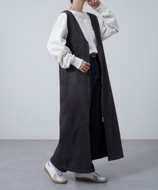 スエードポンチVネックジャンスカ