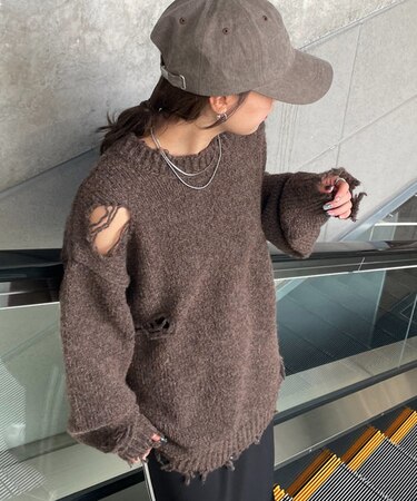 【インフルエンサー企画】オーバーサイズダメージニットプルオーバー