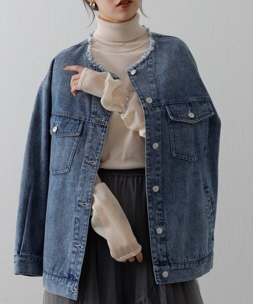 【着用動画あり】PBT袖シアー切替タートルニット