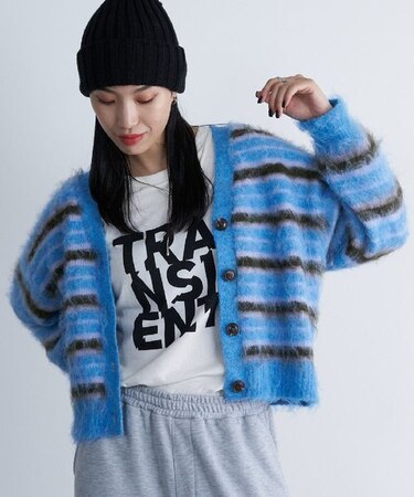 2WAYシャギ-ボーダーカーディガン