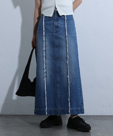 カットオフフリンジデニムスカート
