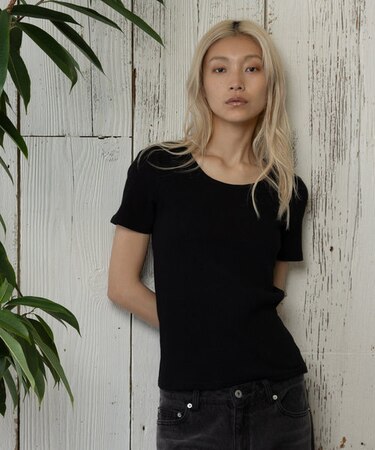 【paradigm】コットンリブUネックカットソー半袖