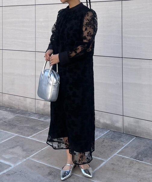 【オケージョン/着用動画あり】フロッキーチュール3WAYワンピース