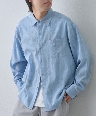 シフォンツイルインクジェット長袖シャツ