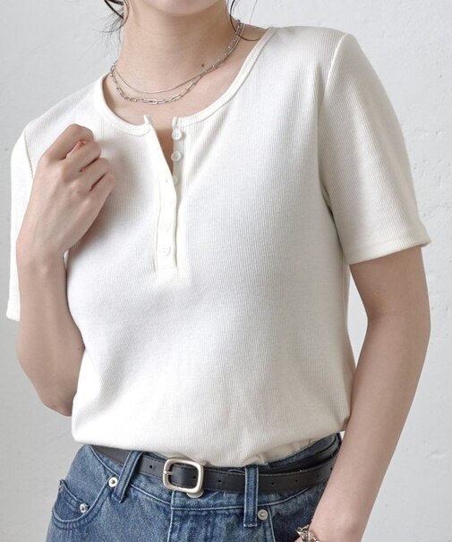 【WEB限定】ヘンリーネックテレコハーフスリーブTシャツ