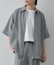 【セットアップ対応】ドライスルー半袖ジップシャツ