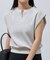 【WEB限定】ワッフルキーネックフレンチスリーブトップス