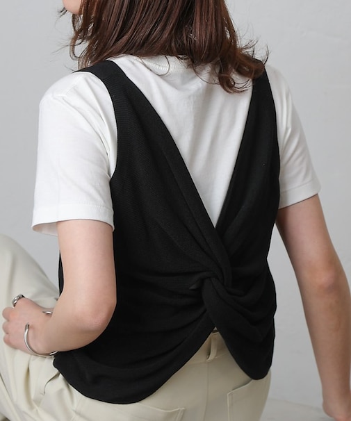 リネンライクバックツイストニットベスト