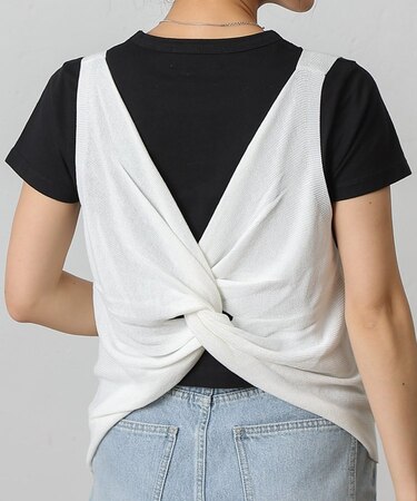 リネンライクバックツイストニットベスト