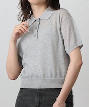 半袖シアーポロニット