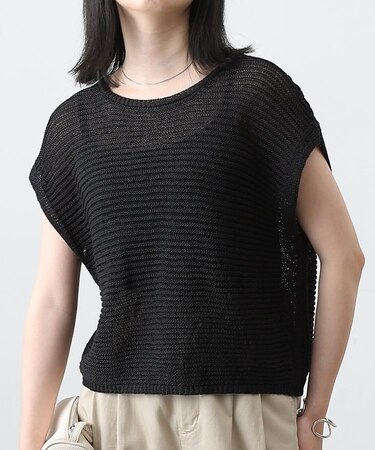 ガーター編みノースリニットプルオーバー