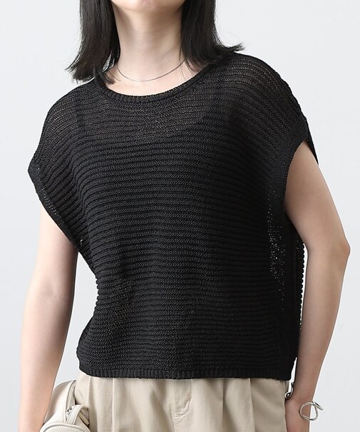 ガーター編みノースリニットプルオーバー