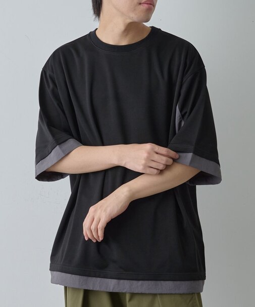 ポンチフハク切替クルーネックTシャツ