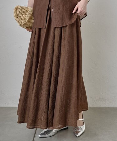 【セットアップ対応】シアーサッカーフレアスカート