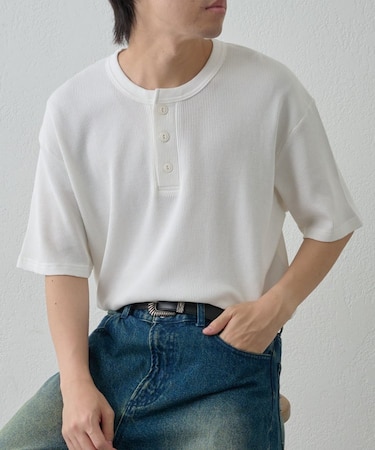 【paradigm】ガス焼きワッフルヘンリーネックT