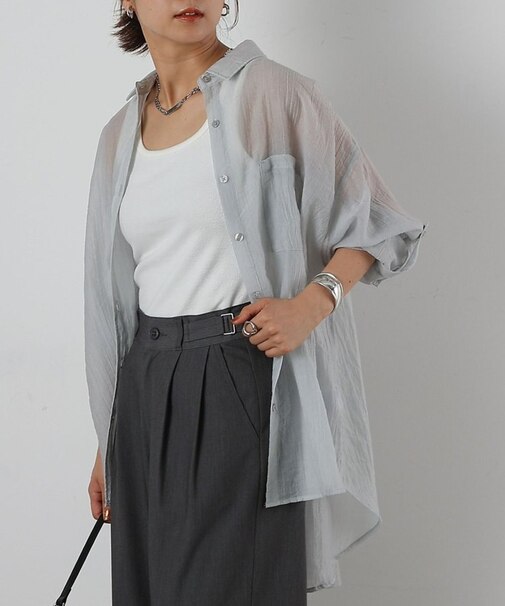 シアー楊柳リラックスシャツ