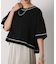 スマートワイドクロップド配色ステッチTシャツ