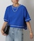 スマートワイドクロップド配色ステッチTシャツ