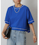 スマートワイドクロップド配色ステッチTシャツ