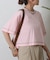 スマートワイドクロップド配色ステッチTシャツ