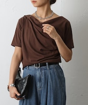 2wayショルダードレープTシャツ