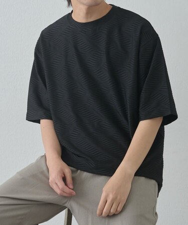 ウェーブジャガードクルーネックTEE