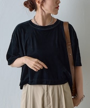 シアーベロアワイドクロップドTシャツ
