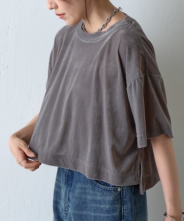 シアーベロアワイドクロップドTシャツ