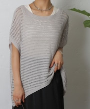 メッシュ編みニットプルオーバー