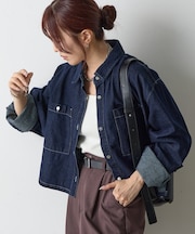 8ozデニムクロップドシャツ