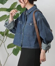 8ozデニムクロップドシャツ