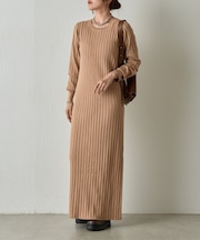 ワイドリブニットワンピース