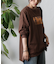 箔プリント袖リブ長袖Tシャツ
